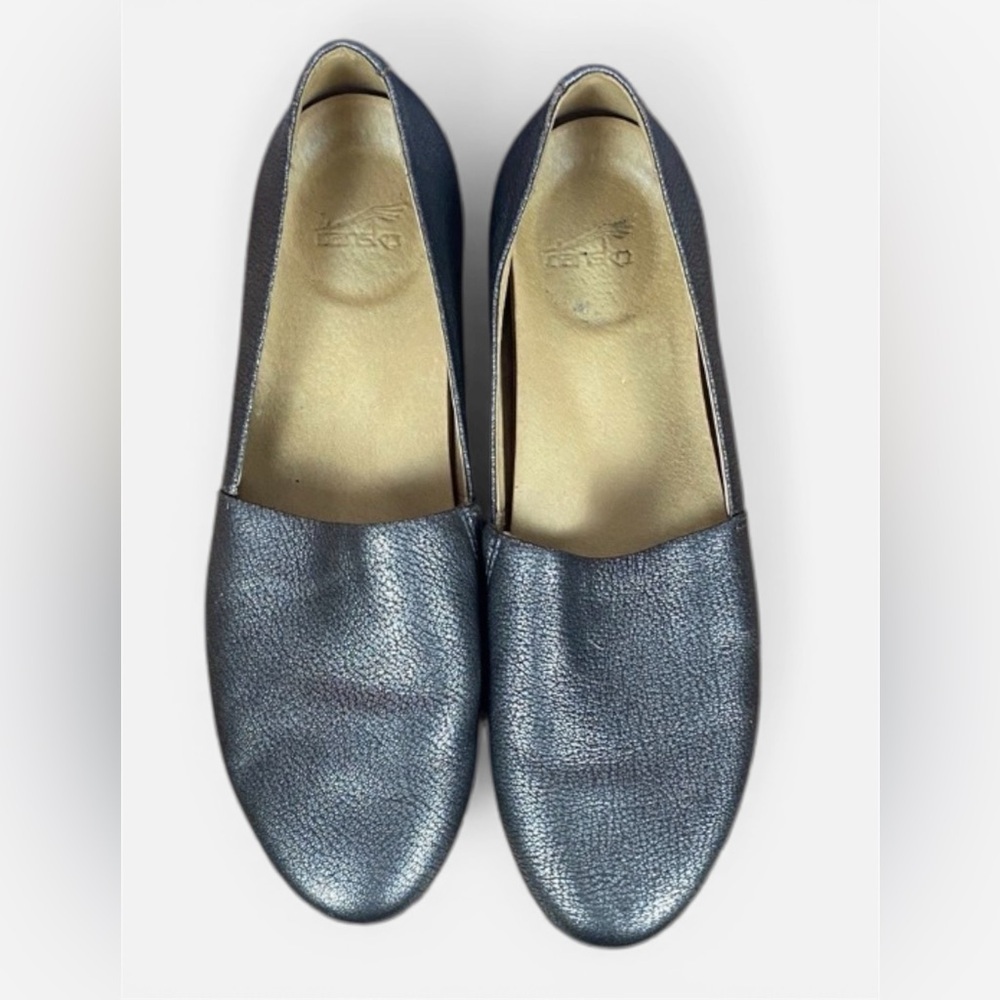 Dansko Metallic Grey Slip-On Comfort Loafers Shoes Sz EU 39